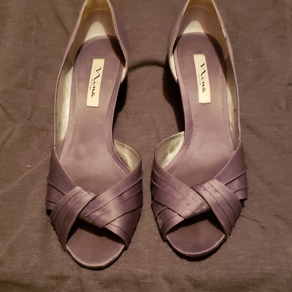 Dark Gray Satin Heels